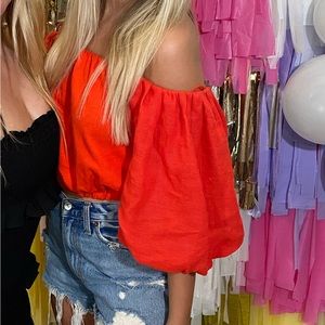 Zara puffer sleeve top